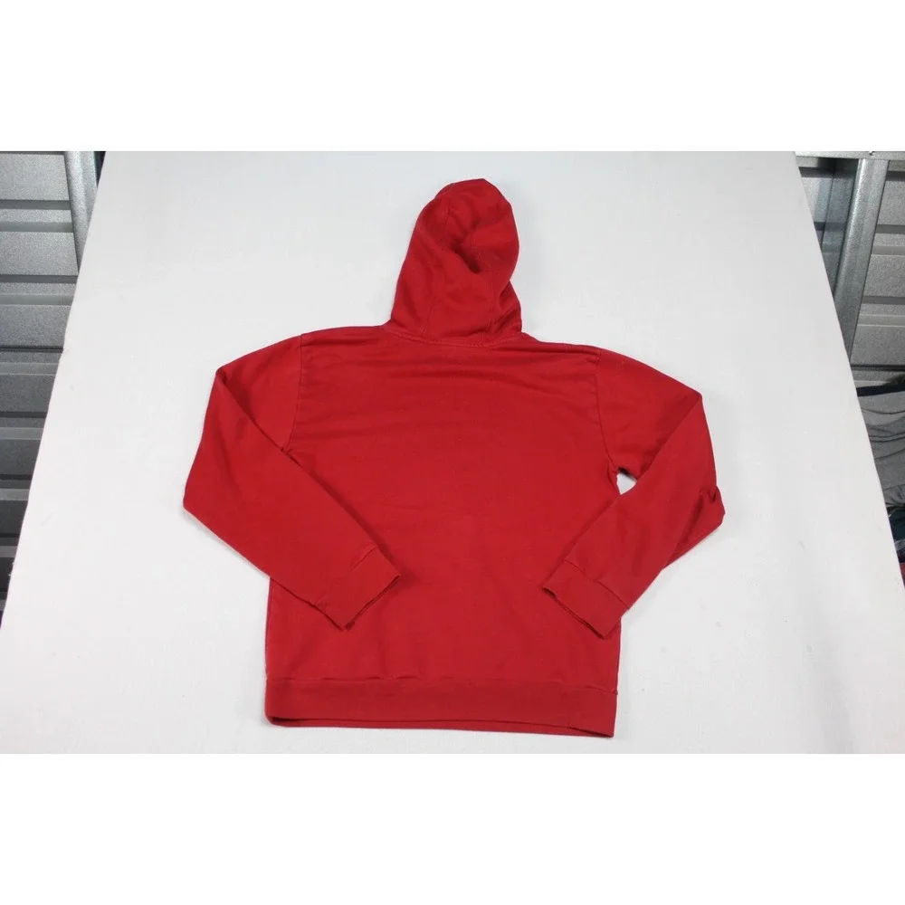 Adidas Boy Red Hooded Sweater Long Sleeve Logo Three Stripes Size Large